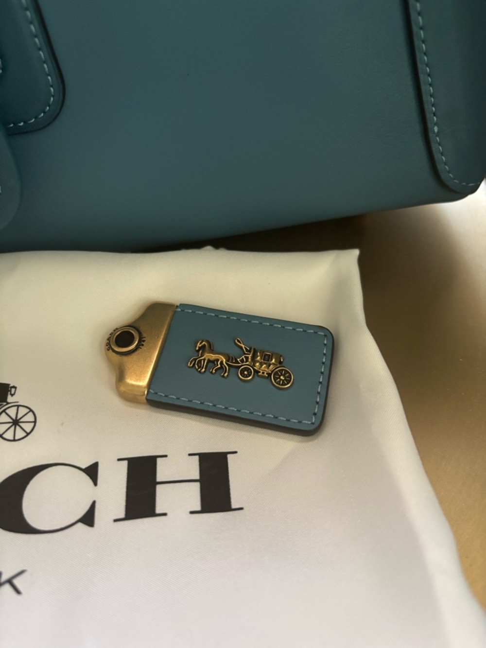 Coach Courier Carryall Pacific Blue Leather Crossbody Satchel - Picture 10 of 11